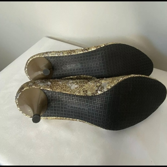 4/$35 Tahari Gold Silver Sequin Peep Toe Marie - Picture 8 of 8